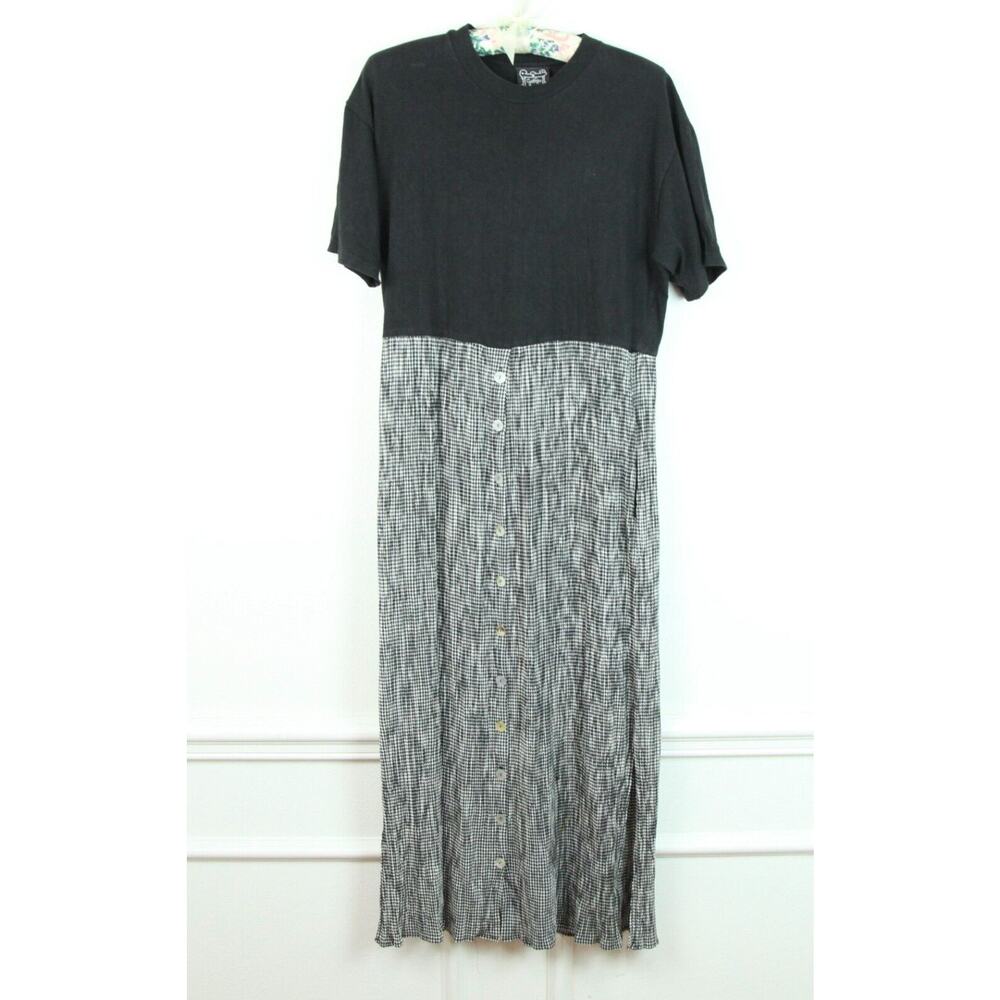 Vintage 90s Midi Dress Modest Gingham Cottagecore Grunge‎ Medium Artsy Teacher